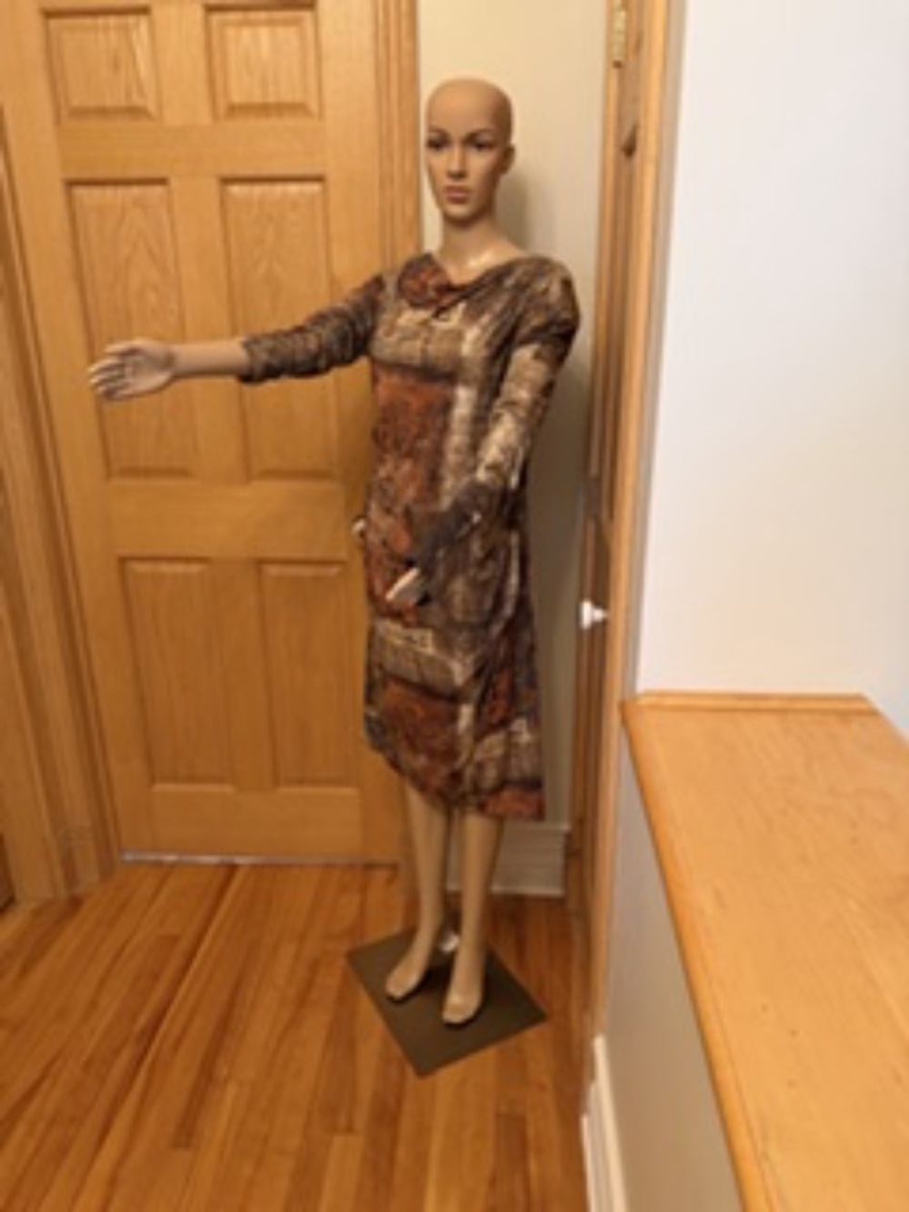 PIAZZA SEMPIONE size EU48 (size 12) ruched multicolour long sleeve dress